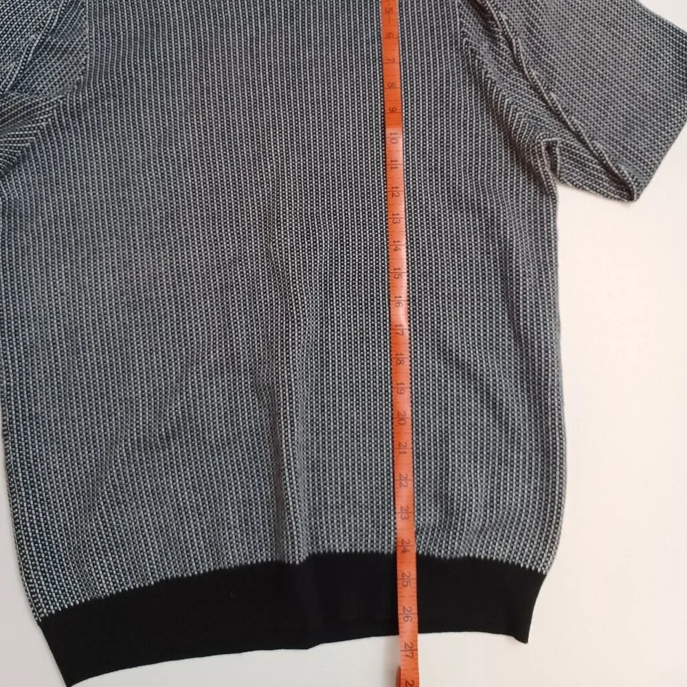 Men's Michael‎ Strahan Black and White Small Checkered Wool Blend Sweater